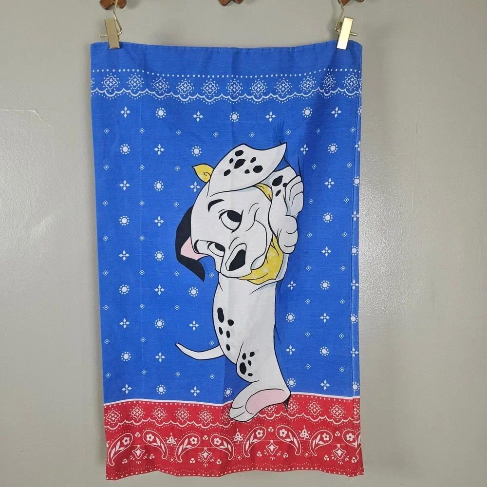 Vintage 90s Disney 101 Dalmations Pillowcase Red Blue Standard